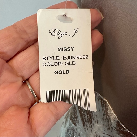 Eliza J NY Gold Mini Sleeveless Embellished Sheath Cocktail Dress Sparkle 8 - Picture 10 of 12